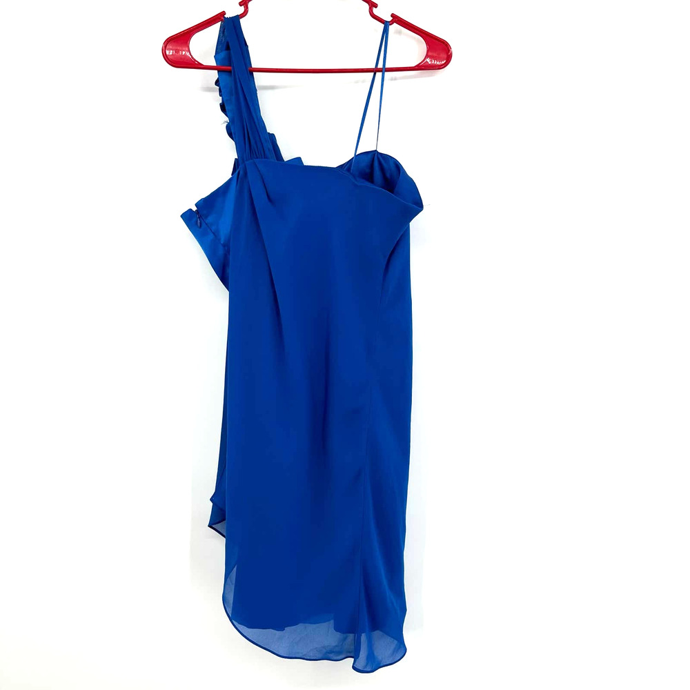 Max and Cleo size 2 aqua sky one shoulder mini dress blue - Picture 2 of 9